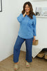 Amelie Washed Pocket Cotton Top Cobalt