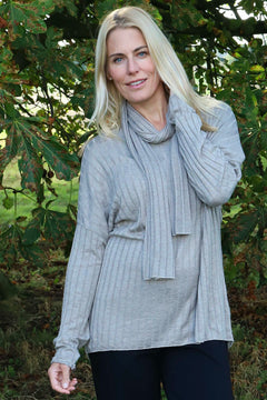 Santana Knitted Scarf Top Mocha