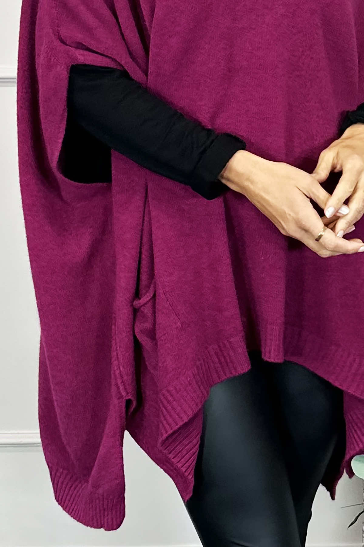 Ellie V-Neck Poncho Jumper Purple