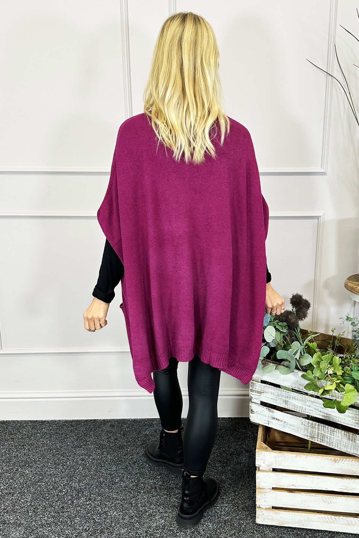 Ellie V-Neck Poncho Jumper Purple