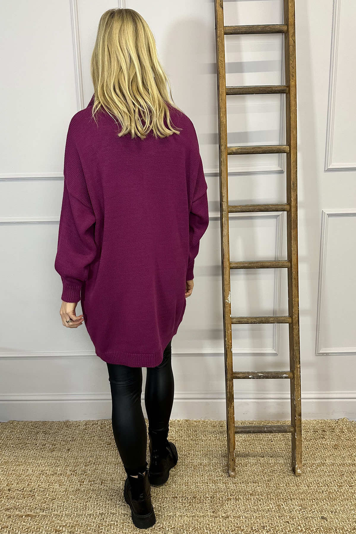 Blair Quarter Zip Knitted Tunic Berry