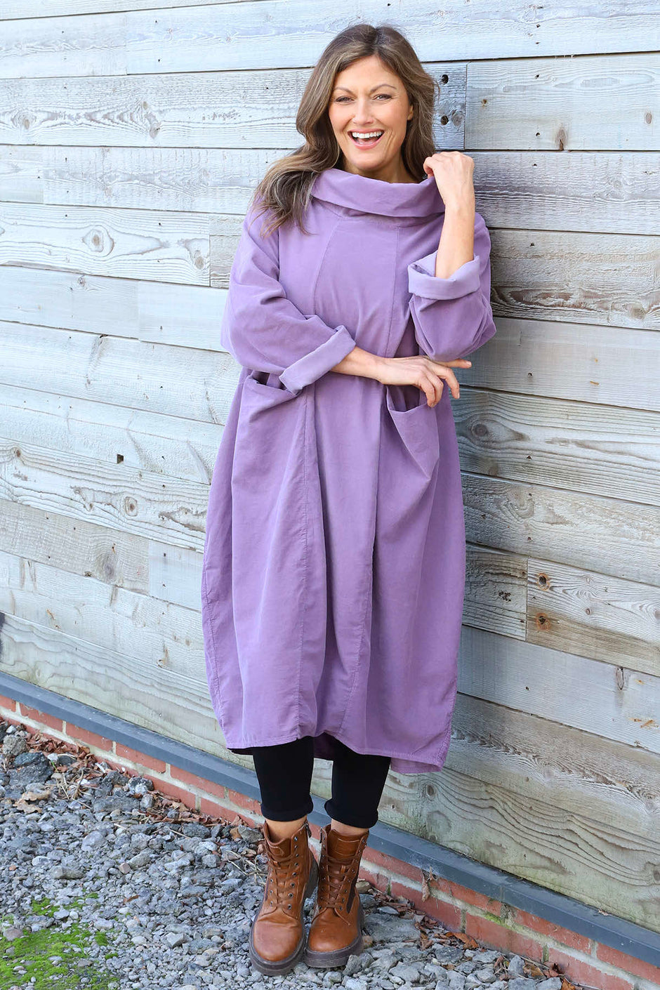 Christie Needlecord Dress Purple