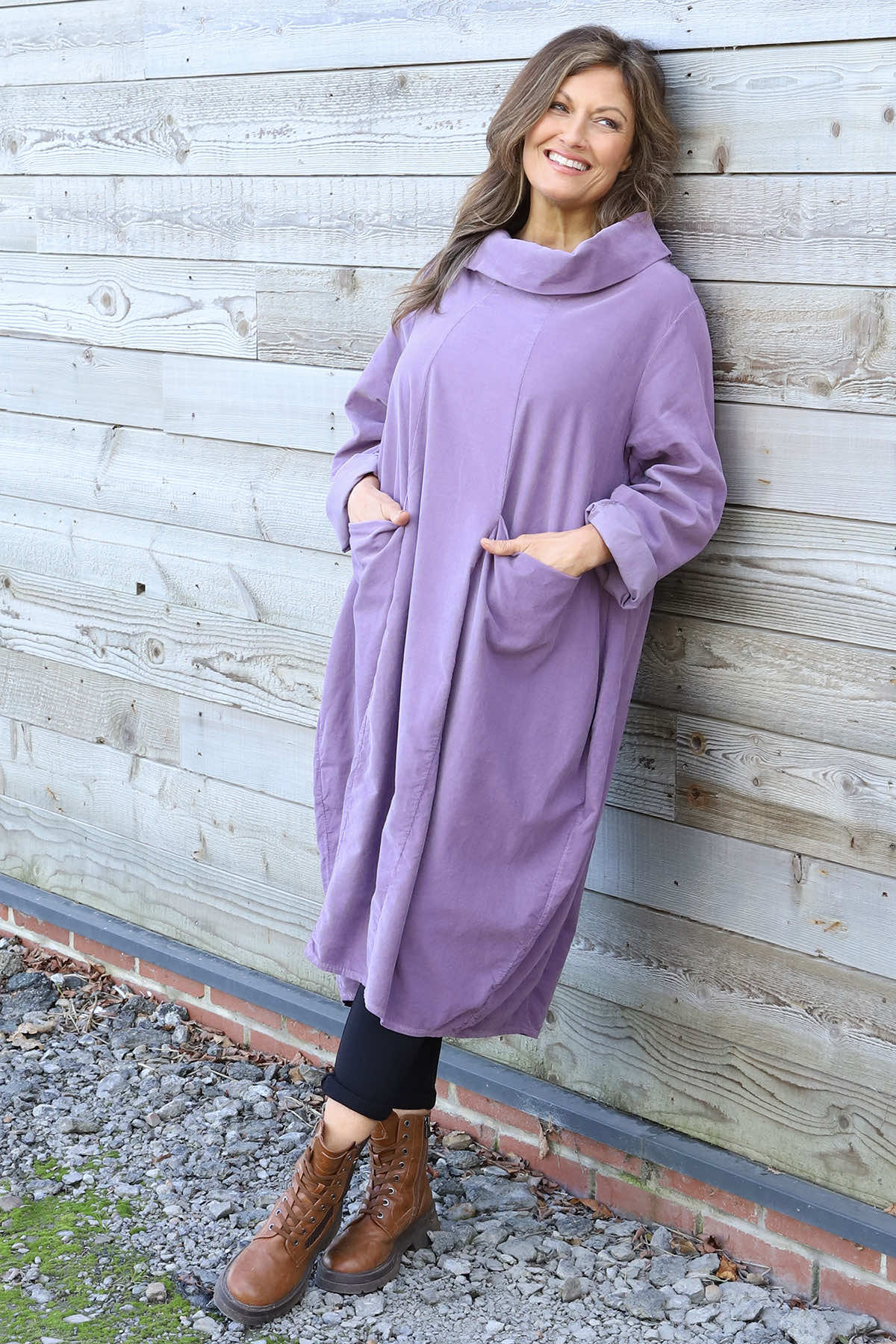 Christie Needlecord Dress Purple