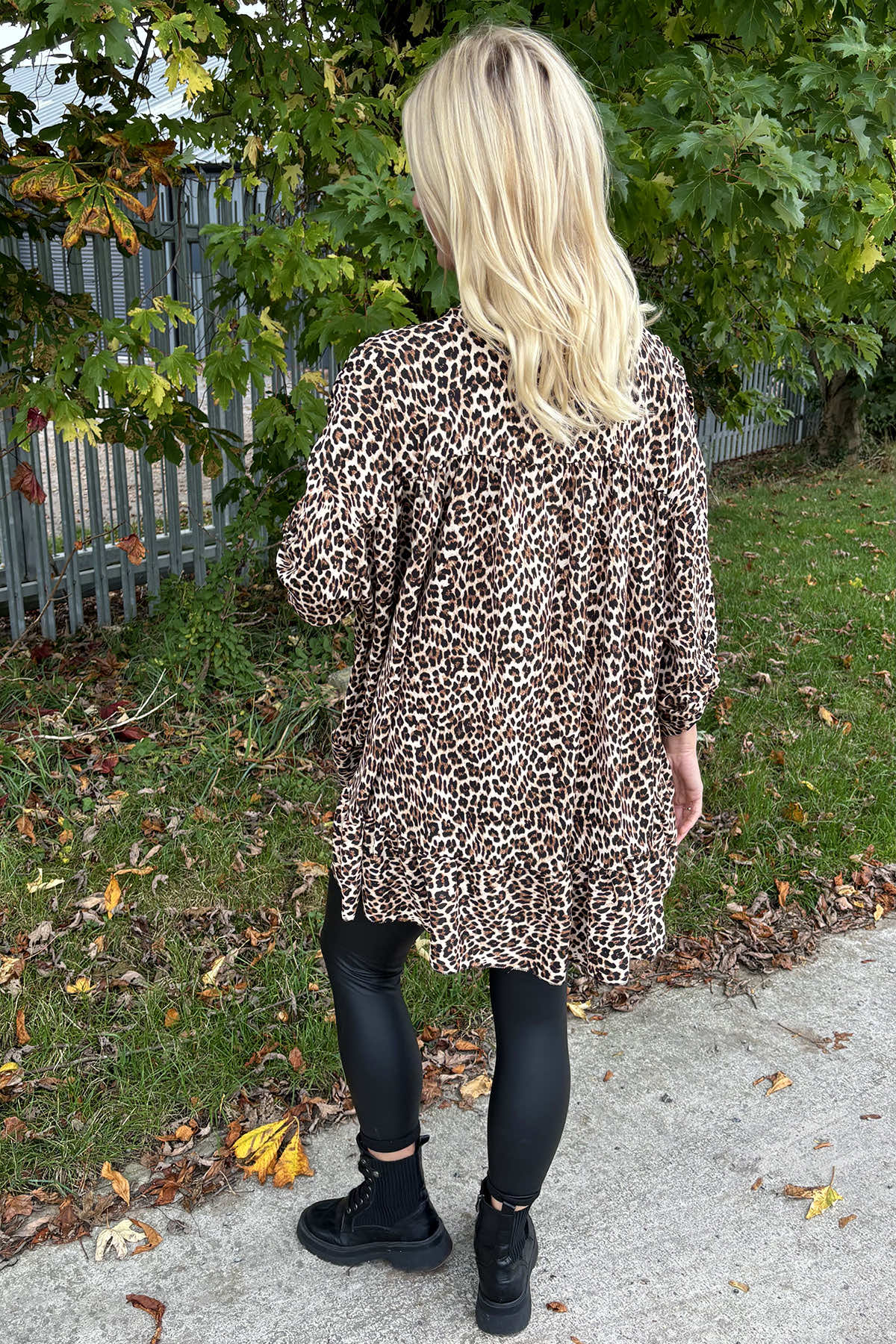 Margaux Leopard V-Neck Frill Top Nutmeg