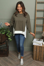 Sukina Contrast Top Khaki Khaki - Sukina Contrast Top Khaki