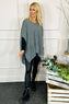 Ellie V-Neck Poncho Jumper Mid Grey