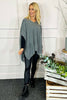 Ellie V-Neck Poncho Jumper Mid Grey