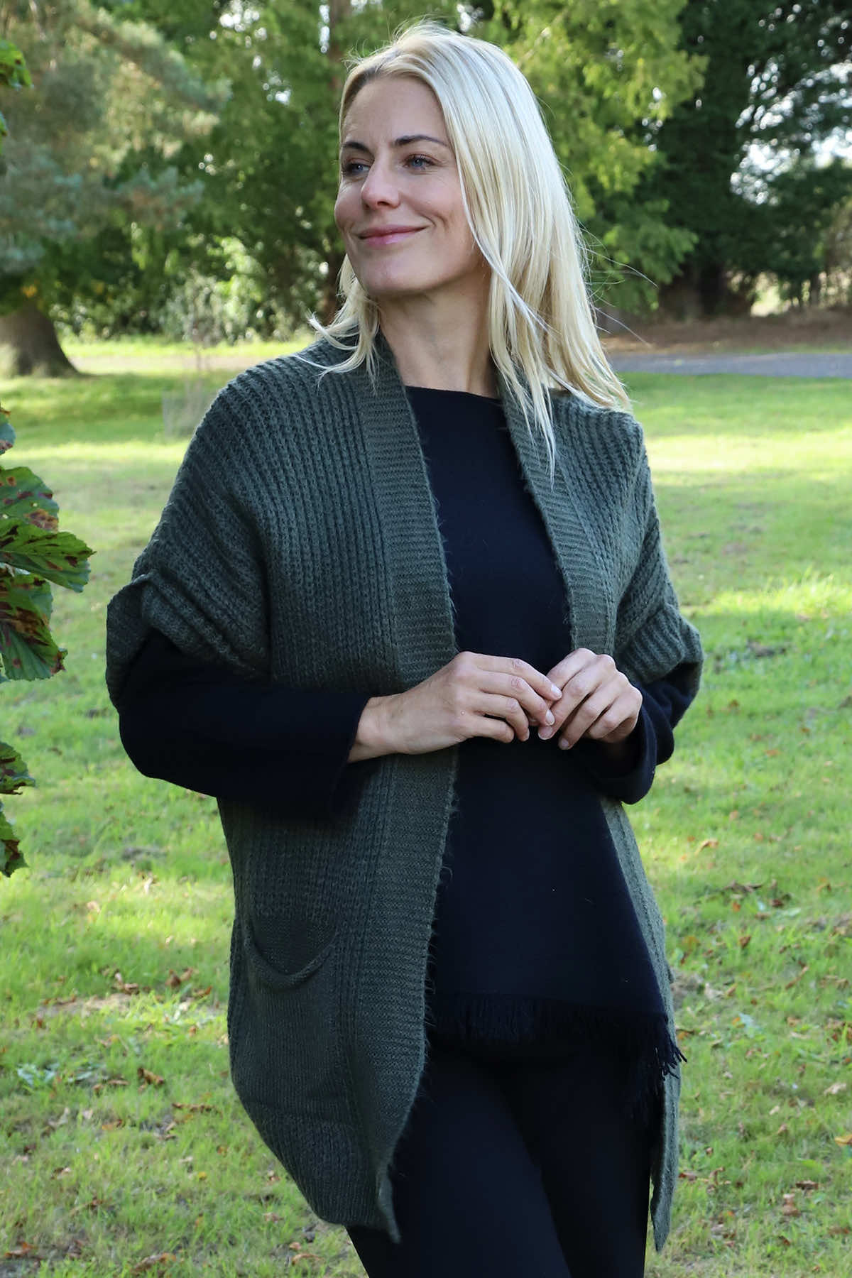 Quinn Knitted Cardigan Khaki