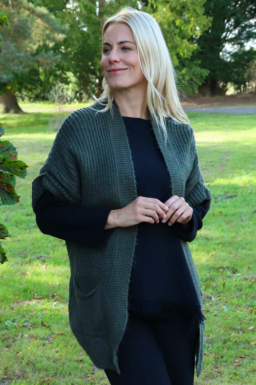 Quinn Knitted Cardigan Khaki - Image 2