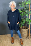 Leyla Pocket Hooded Top Navy