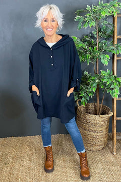 Leyla Pocket Hooded Top Navy