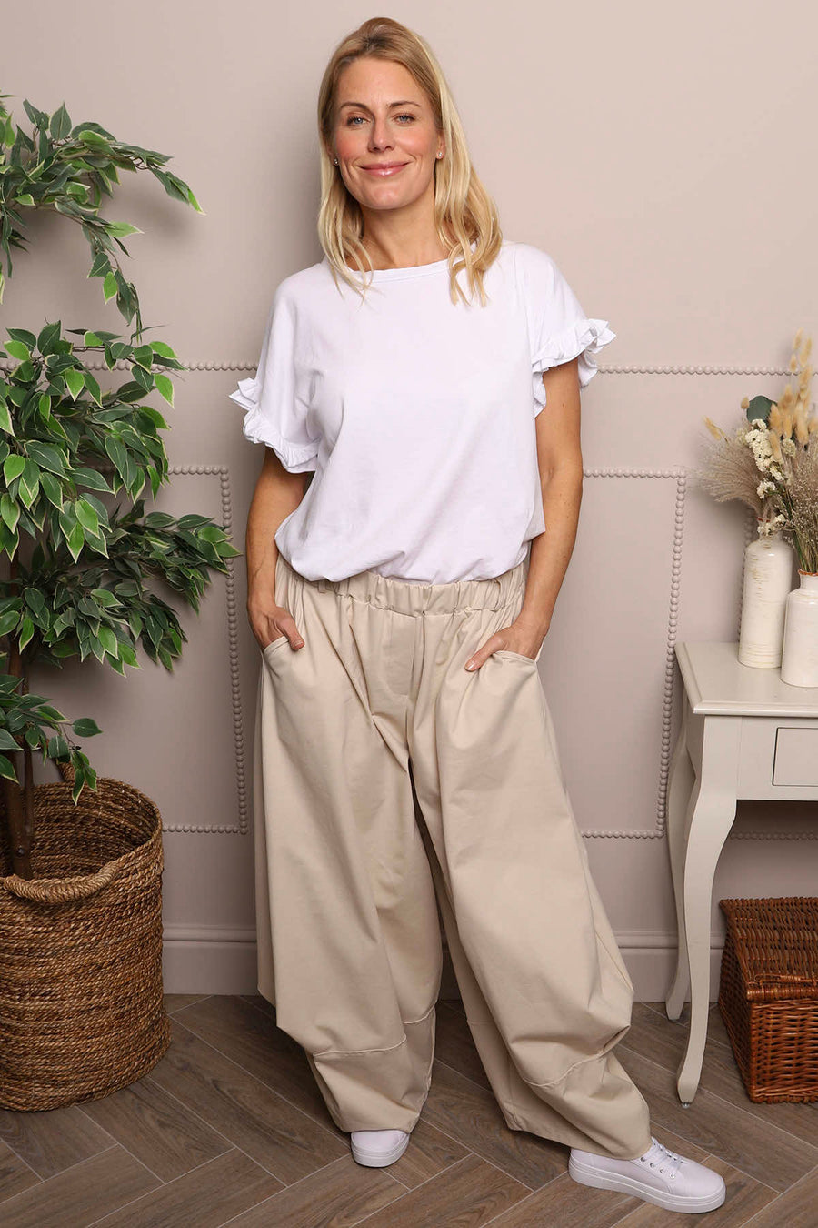 Nanine Cotton Trousers Stone