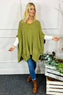 Ellie V-Neck Poncho Jumper Olive