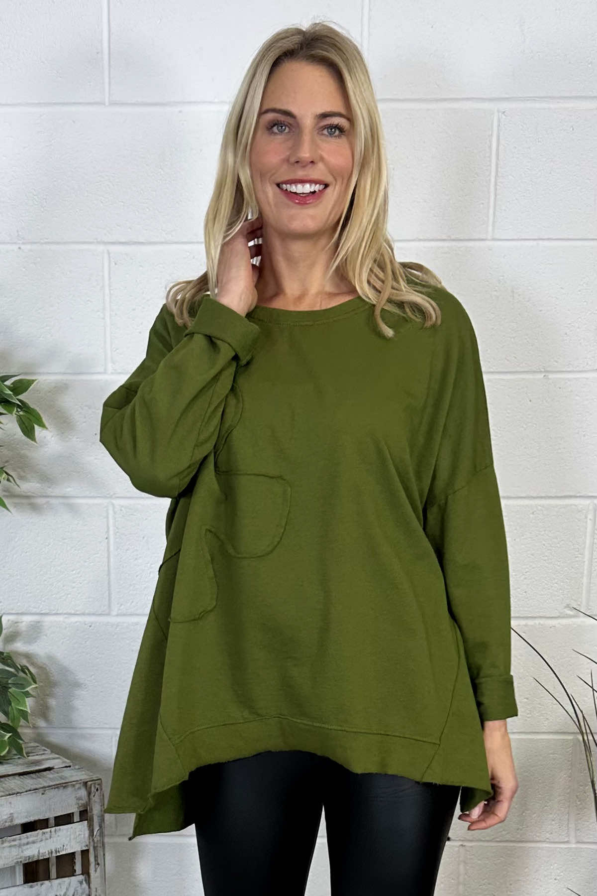 Dixie Flower Cotton Top Olive