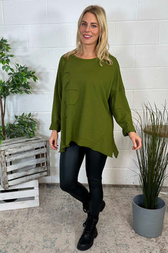 Dixie Flower Cotton Top Olive