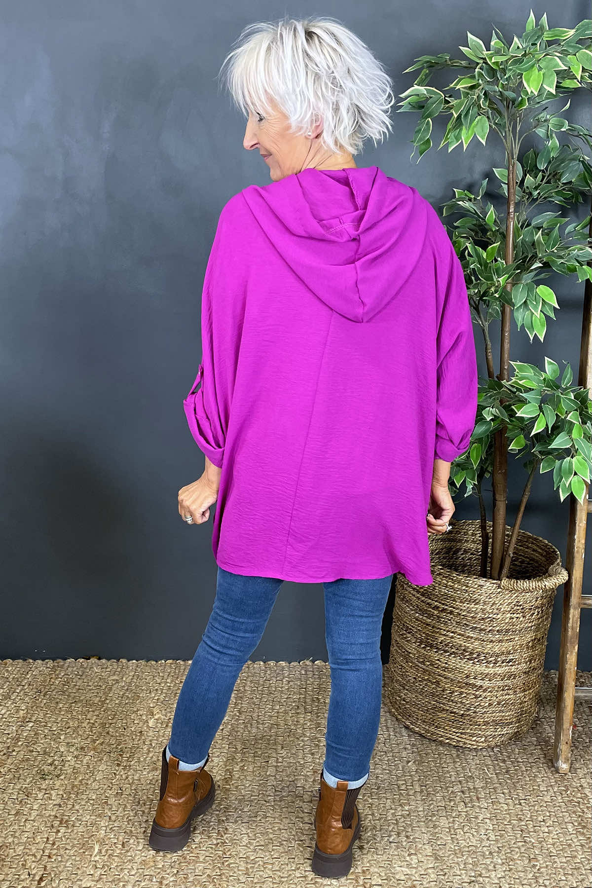 Leyla Pocket Hooded Top Berry