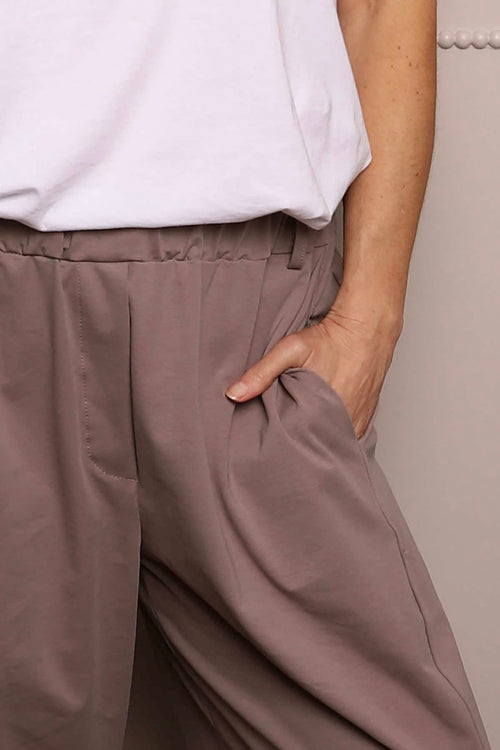 Blair Button Pocket Cotton Trousers Mocha - Image 3