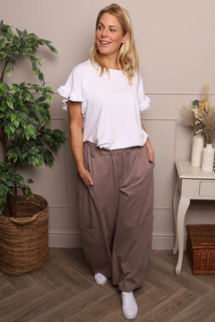 Blair Button Pocket Cotton Trousers Mocha