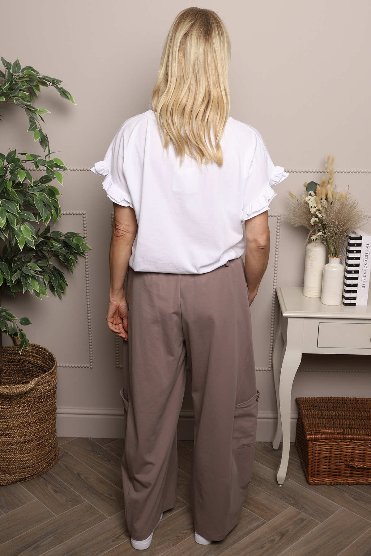 Blair Button Pocket Cotton Trousers Mocha