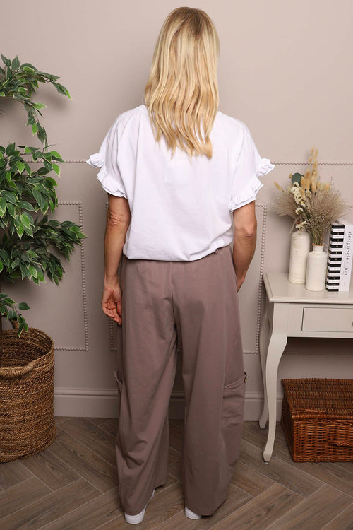 Blair Button Pocket Cotton Trousers Mocha - Image 5