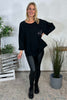 Abby Sequin Pocket Cotton Top Black