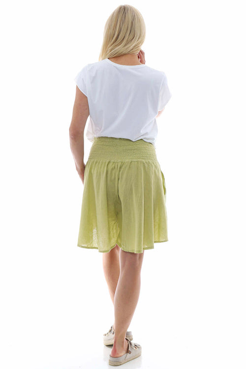 Delara Button Detail Linen Shorts Pistachio - Image 6