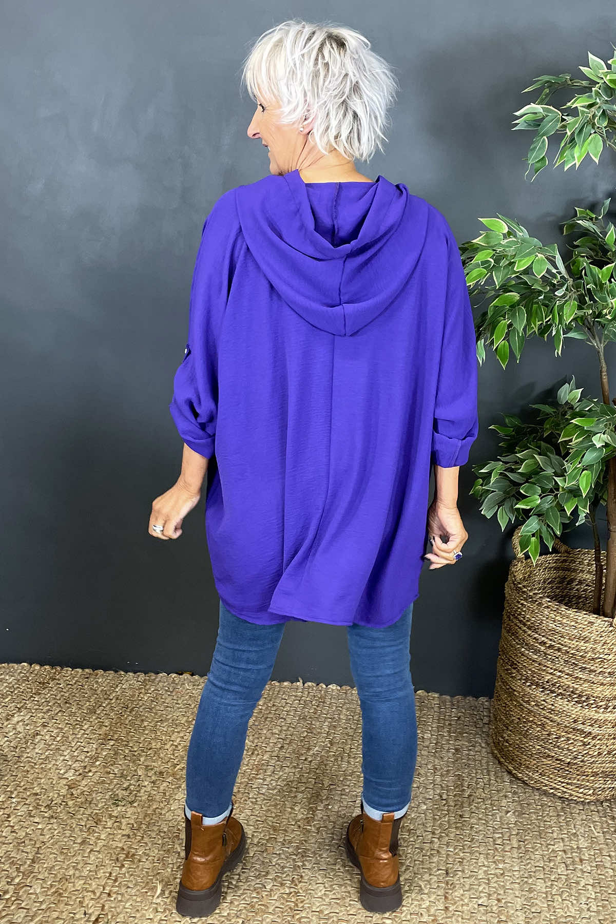 Leyla Pocket Hooded Top Purple