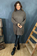 Blair Quarter Zip Knitted Tunic Mocha Mocha - Blair Quarter Zip Knitted Tunic Mocha