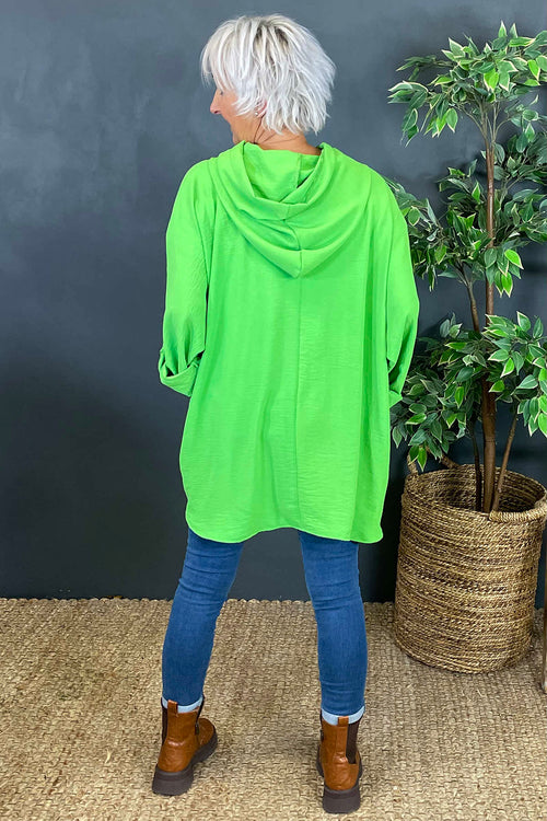 Leyla Pocket Hooded Top Lime - Image 4