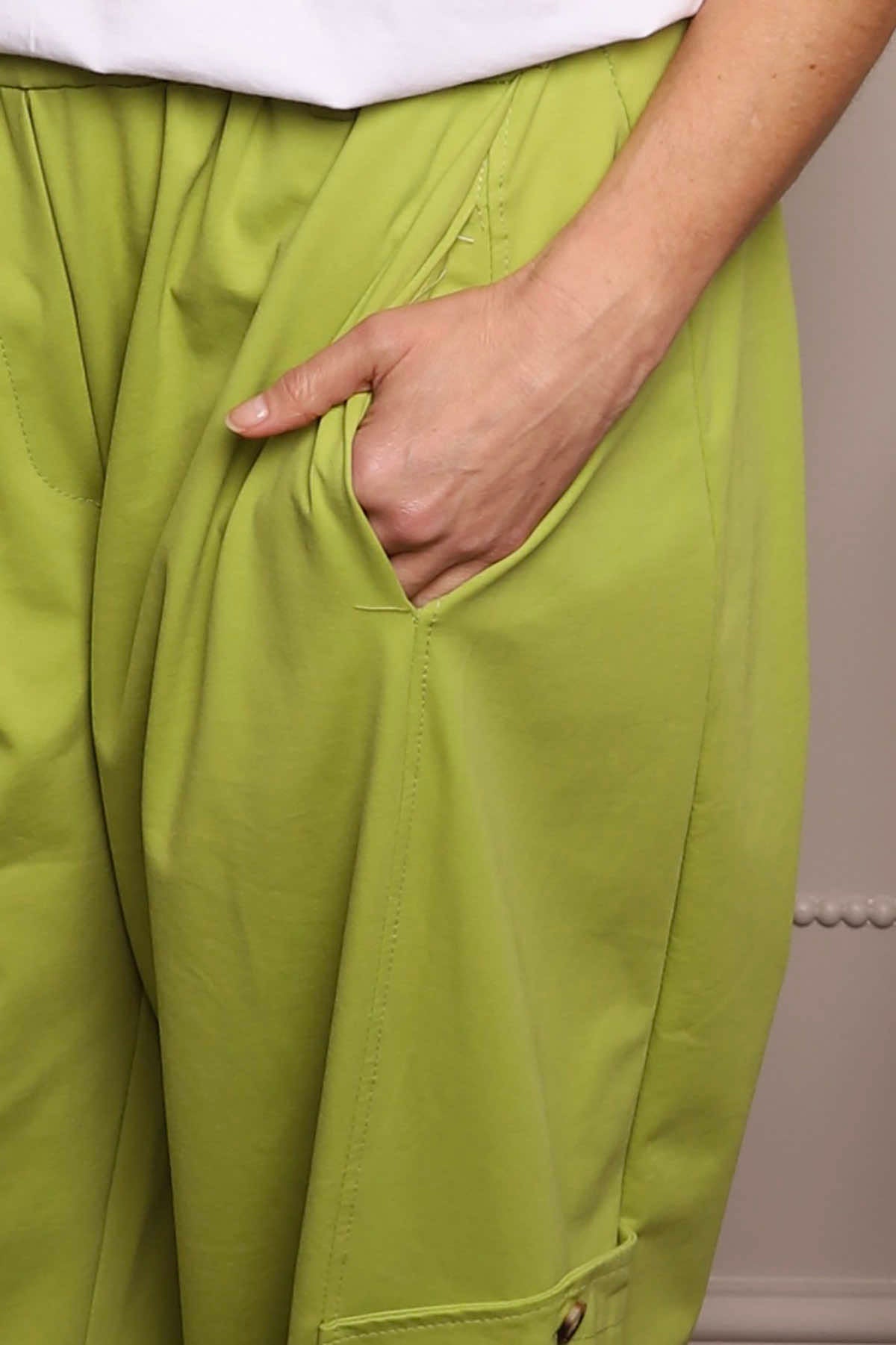 Blair Button Pocket Cotton Trousers Green
