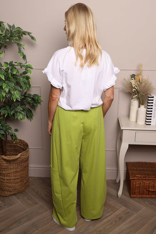 Blair Button Pocket Cotton Trousers Green - Image 4