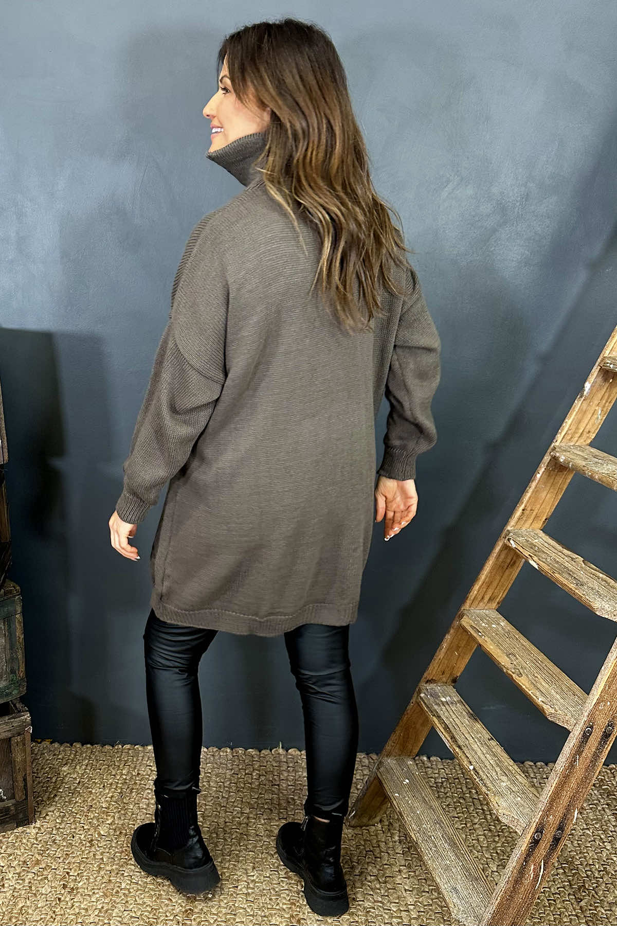 Blair Quarter Zip Knitted Tunic Mocha