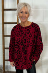 Ainsley Leopard Print Cotton Top Wine