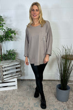 Abby Sequin Pocket Cotton Top Mocha Mocha - Abby Sequin Pocket Cotton Top Mocha