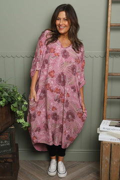 Ayla Floral V-Neck Dress Pink