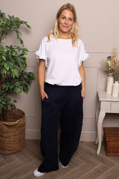 Blair Button Pocket Cotton Trousers Navy