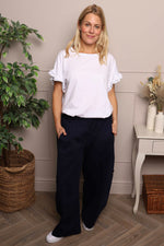 Blair Button Pocket Cotton Trousers Navy Navy - Blair Button Pocket Cotton Trousers Navy