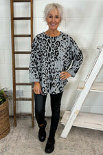 Ainsley Leopard Print Cotton Top Grey Grey - Ainsley Leopard Print Cotton Top Grey