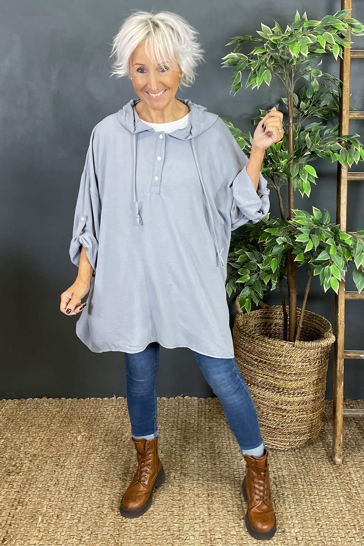 Jada Hooded Top Grey