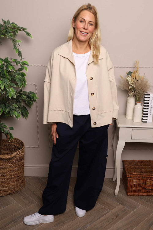 Blair Button Pocket Cotton Trousers Navy - Image 6
