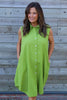Solaine Sleeveless Linen Dress Olive