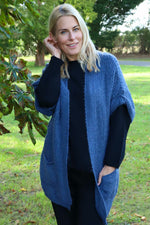 Quinn Knitted Cardigan Blue Blue - Quinn Knitted Cardigan Blue