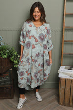 Ayla Floral V-Neck Dress Mint Mint - Ayla Floral V-Neck Dress Mint