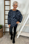 Ainsley Leopard Print Cotton Top Navy