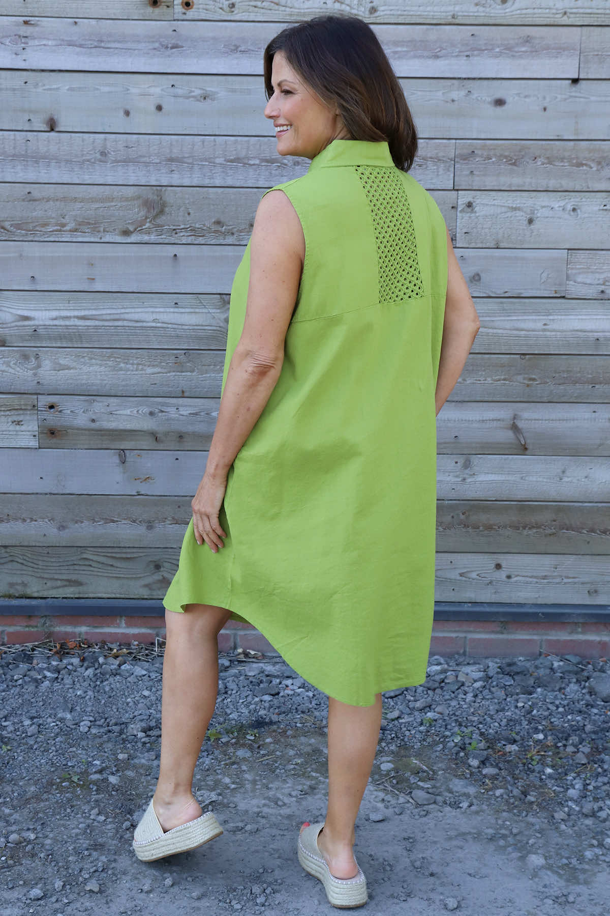Solaine Sleeveless Linen Dress Olive