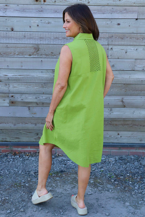 Solaine Sleeveless Linen Dress Olive - Image 4