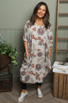 Ayla Floral V-Neck Dress Mocha
