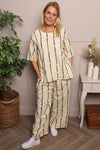 Kalia Stripe Linen Top Yellow