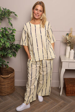 Kalia Stripe Linen Top Yellow