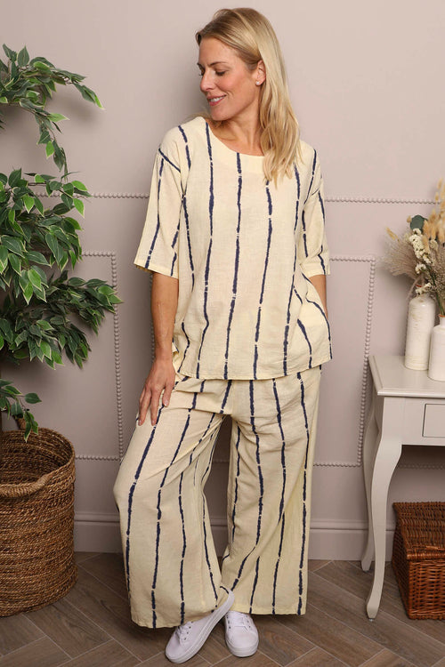 Kalia Stripe Linen Top Yellow - Image 6